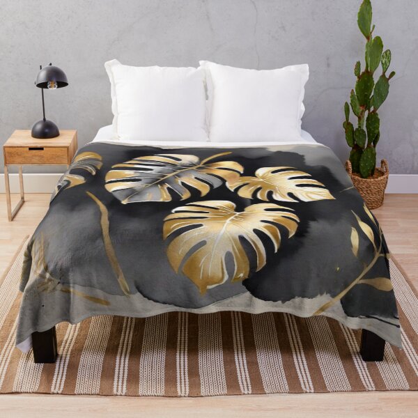 Item preview, Floating Gold Monstera on Black Wash designed and sold by BeachWhisper.