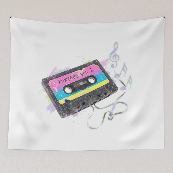 Item preview, Retro 80s Cassette Tape Mixtape Music Art designed and sold by Rahat3344.