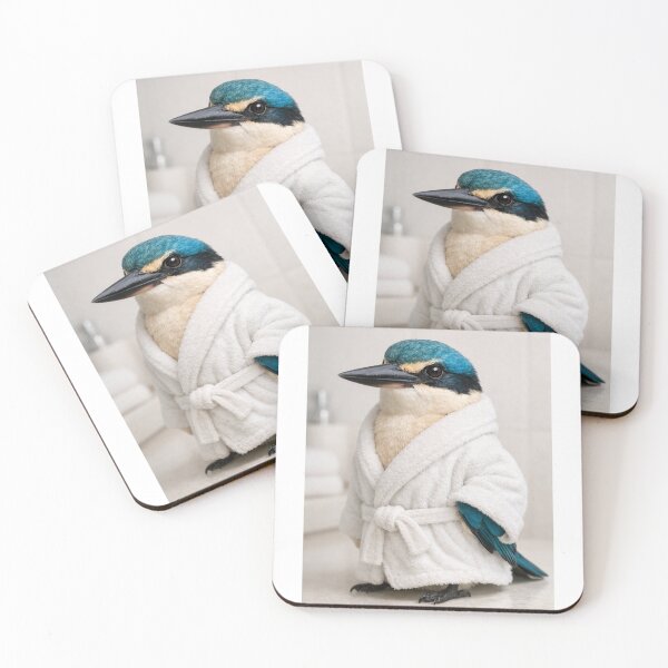 Item preview, Sacred Kingfisher White Bathrobe designed and sold by Sillytoe.
