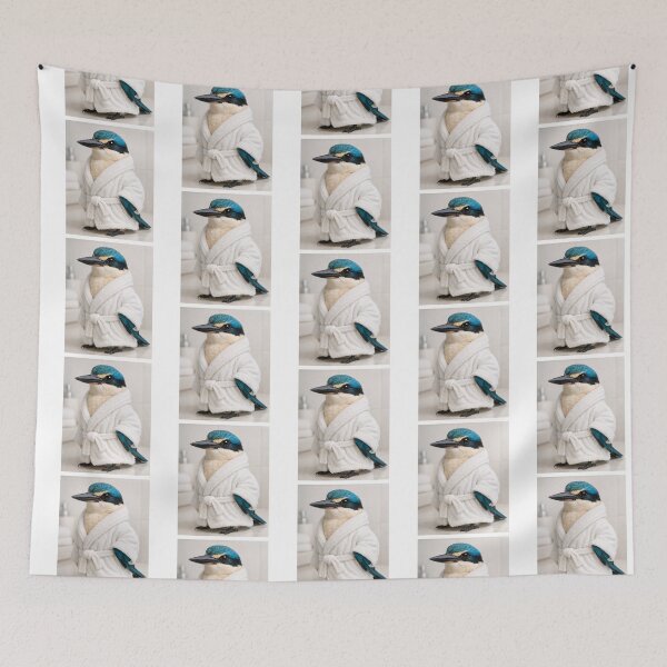 Item preview, Sacred Kingfisher White Bathrobe designed and sold by Sillytoe.