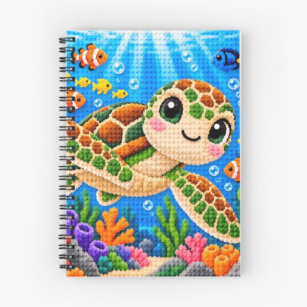Item preview, Cute Sea Turtle in a Colorful Coral Reef – Building Block Mosaic Art designed and sold by WildWhimsy Art.
