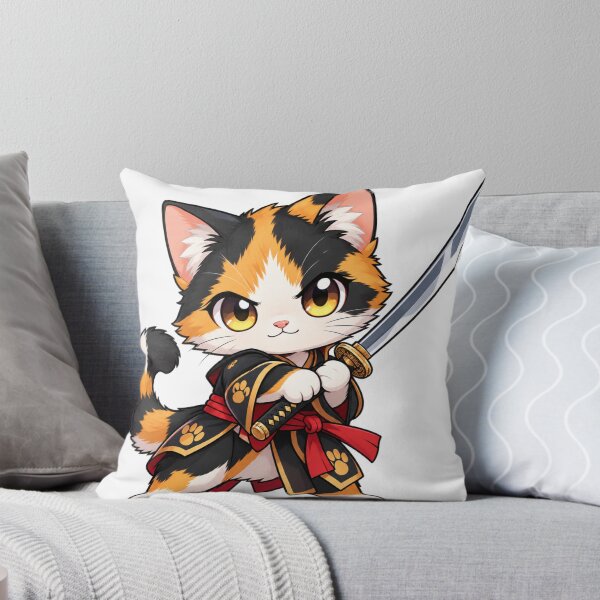 Item preview, CHIBI Calico Cat Samurai with Katana designed and sold by BrewGamerJ.