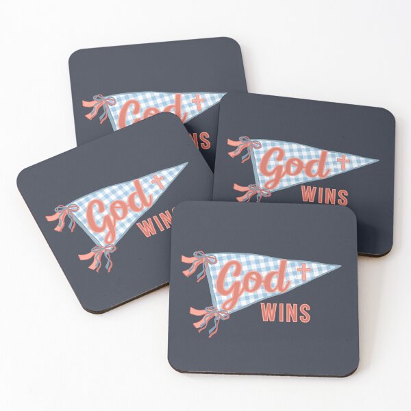 Item preview, God Wins Pennants Flag, Holy Spirit Mascot, Team Jesus Girly Varsity Blue and Red designed and sold by Forevermore.
