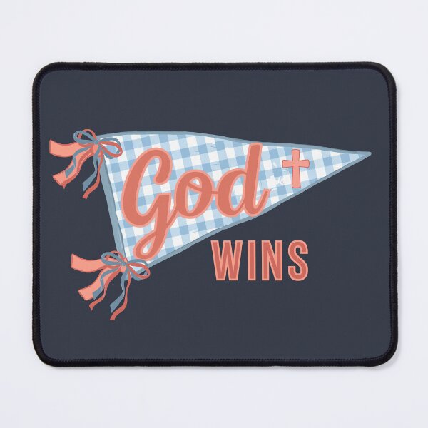 Item preview, God Wins Pennants Flag, Holy Spirit Mascot, Team Jesus Girly Varsity Blue and Red designed and sold by Forevermore.
