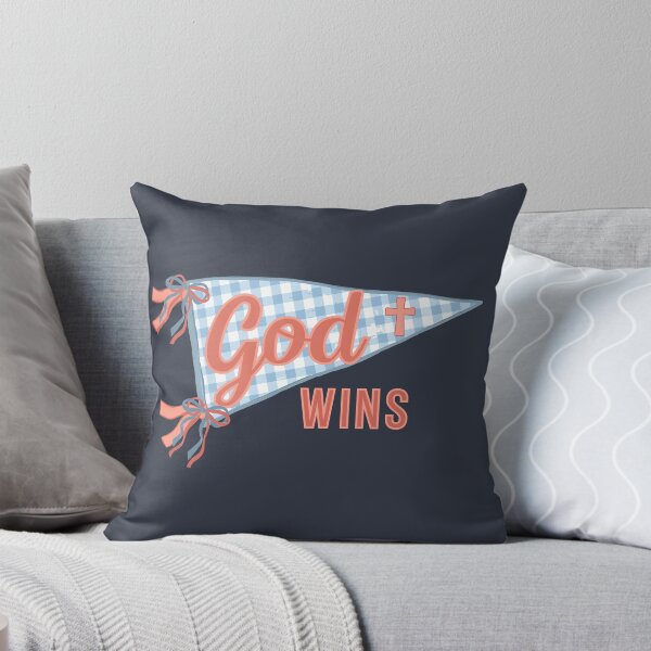 Item preview, God Wins Pennants Flag, Holy Spirit Mascot, Team Jesus Girly Varsity Blue and Red designed and sold by Forevermore.