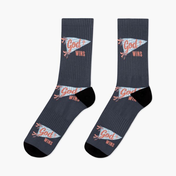 Item preview, God Wins Pennants Flag, Holy Spirit Mascot, Team Jesus Girly Varsity Blue and Red designed and sold by Forevermore.