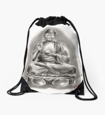 Buddha Medicine sumi-e tibetan calligraphy 禅 figure sculpture original ink painting artwork Drawstring Bag