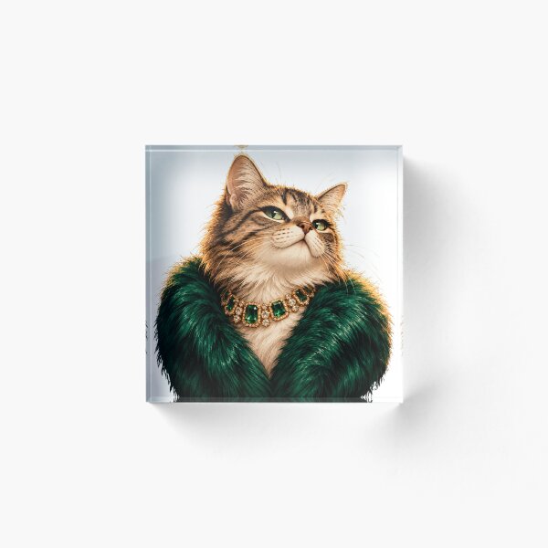 Item preview, Glamorous Cat in Emerald and Gold designed and sold by CanArtVision.