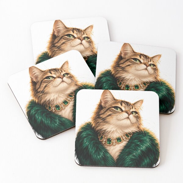 Item preview, Glamorous Cat in Emerald and Gold designed and sold by CanArtVision.