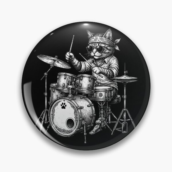 Item preview,  Funny Cat Drummer Wearing Sunglasses and Bandana Playing a Drum Set designed and sold by SOUFIANE1991.