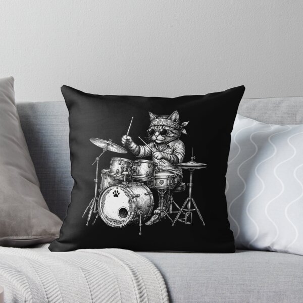 Item preview,  Funny Cat Drummer Wearing Sunglasses and Bandana Playing a Drum Set designed and sold by SOUFIANE1991.