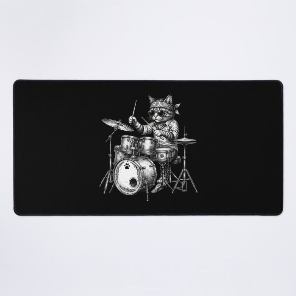 Item preview, Funny Cat Drummer Wearing Sunglasses and Bandana Playing a Drum Set designed and sold by SOUFIANE1991.