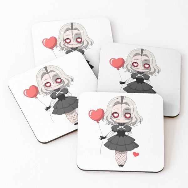 Item preview, Cute Gothic Stitched Doll with Heart Eyes and Heart Balloon designed and sold by Snifferius.