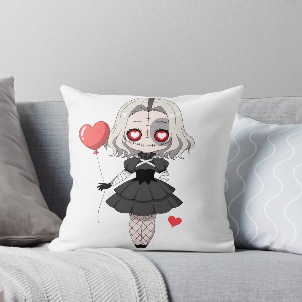 Item preview, Cute Gothic Stitched Doll with Heart Eyes and Heart Balloon designed and sold by Snifferius.