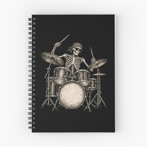 Item preview, Skeleton Drummer Wearing Sunglasses & Bandana – Vintage Rock Drum Set designed and sold by SOUFIANE1991.