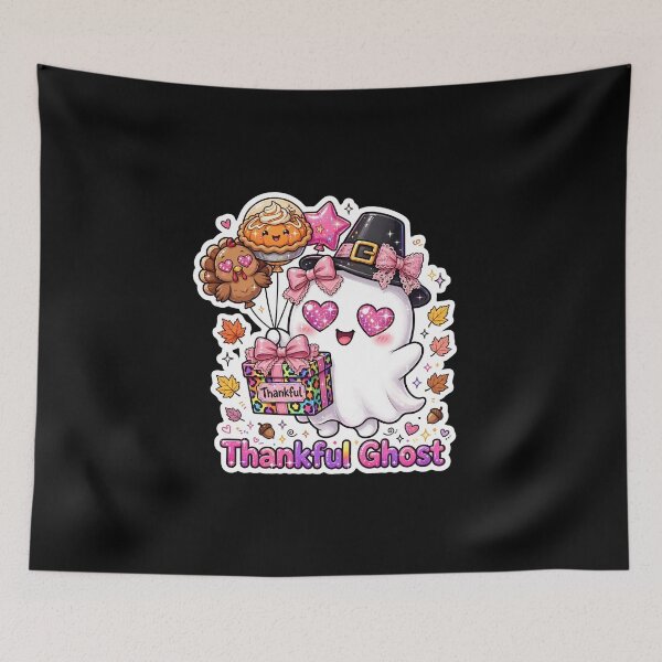 Item preview, Thankful Ghost Thanksgiving Turkey Pumpkin Pie Balloons Leopard Kawaii designed and sold by HealingEraInk.