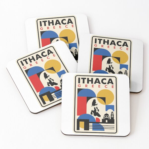 Item preview, Retro Ithaca Greece Bauhaus Geometric Skyline designed and sold by k3rstman1.