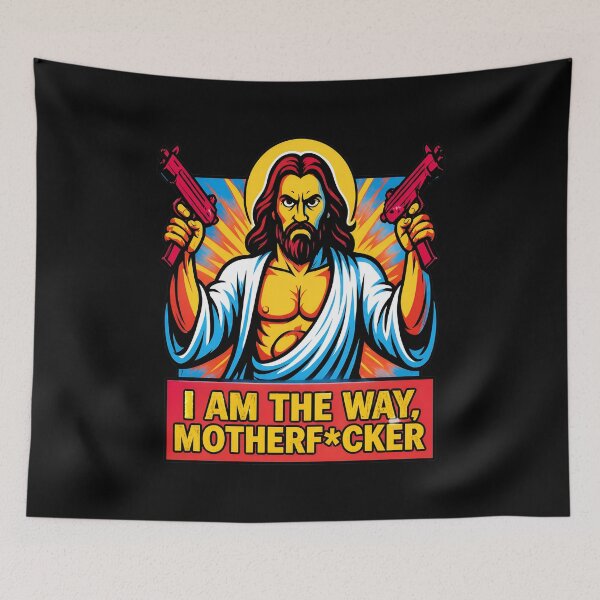 Item preview, Jesus Holding Guns Edgy Religious Art designed and sold by Bloowardi.