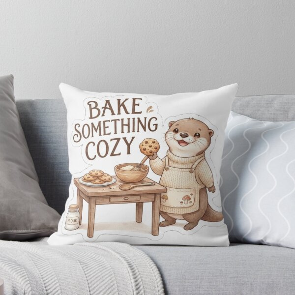 Item preview, Cozy Otter Baking Cookies – Cute Cottagecore Baking designed and sold by Thespase.