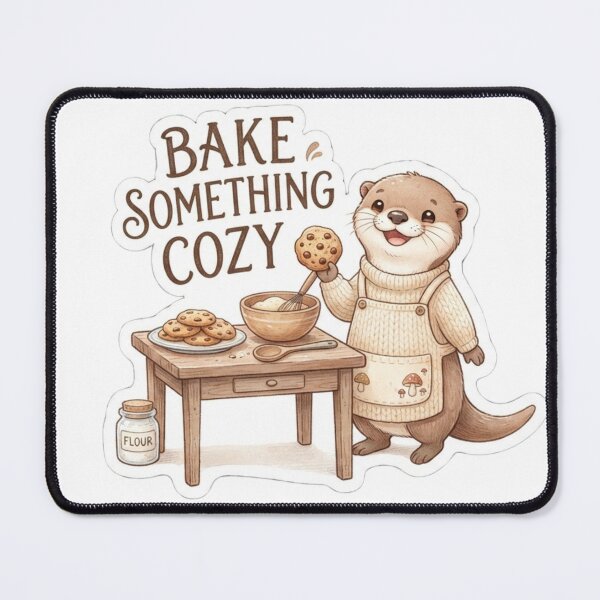 Item preview, Cozy Otter Baking Cookies – Cute Cottagecore Baking designed and sold by Thespase.
