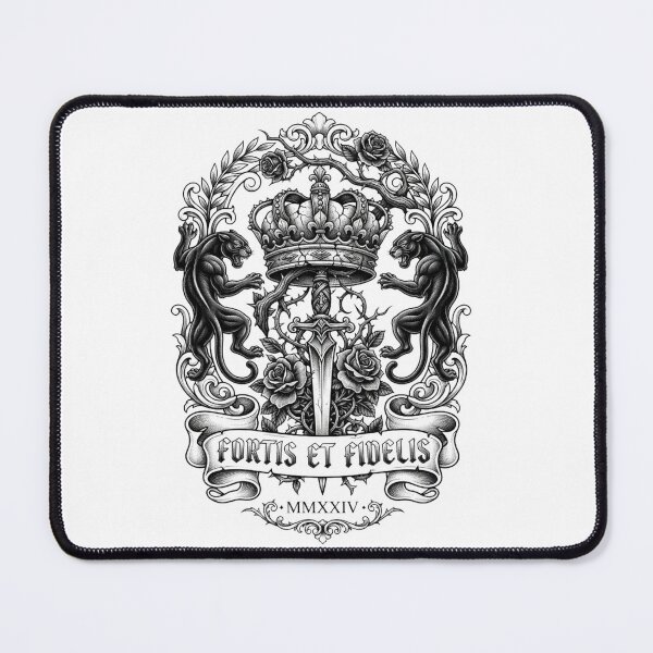 Item preview, Fortis Et Fidelis Medieval Sword Shield Coat of Arms designed and sold by RoyalDeluxGo.