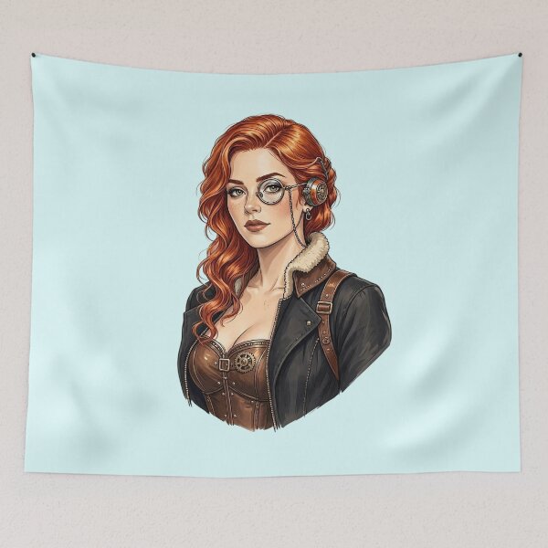 Item preview, Steampunk Girl – Redhead Mechanic with Monocle designed and sold by SweetLilith.