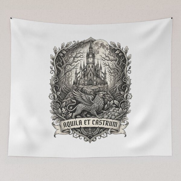 Item preview, Aquila Et Castrum Gothic Dark Fantasy Castle Emblem designed and sold by RoyalDeluxGo.