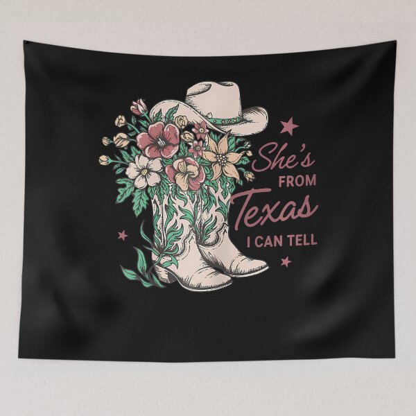 Item preview, She'S From Texas I Can Tell Floral Cowgirl Pink Boot Retro designed and sold by Chromatic-Cubes.