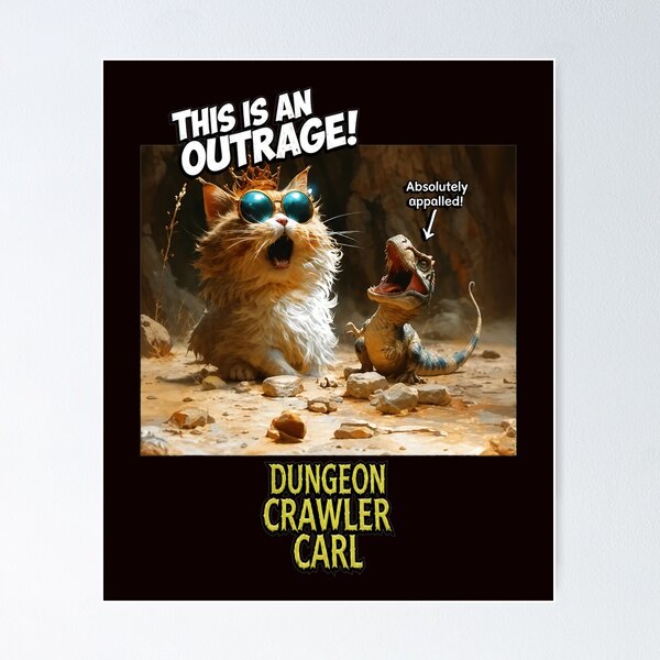 Item preview, Dungeon Crawler Carl Outrage Cat & Dinosaur Art designed and sold by FlipStrawSpot.