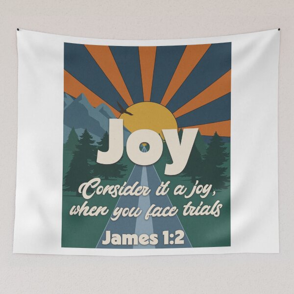Item preview, Joy – Retro Inspirational Christian Art | James 1:2 Bible Verse designed and sold by Retro Callback.