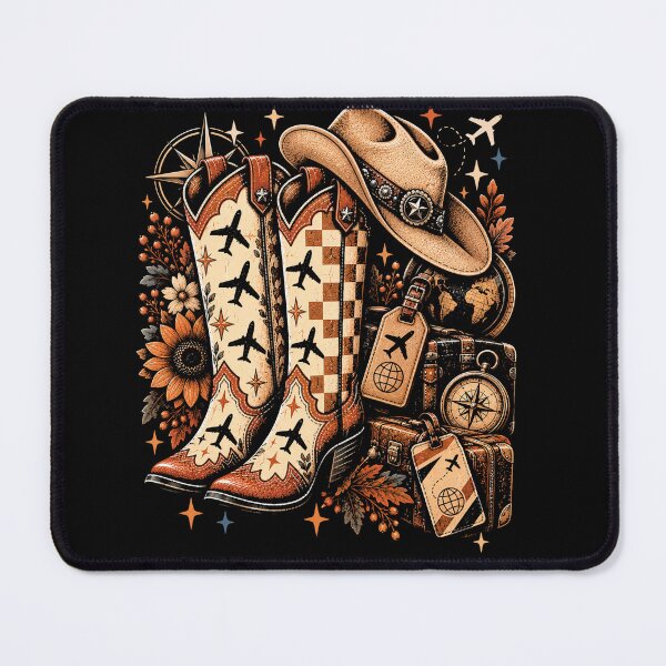 Item preview, Vintage Western Travel Boots Cowboy Hat Adventure Aesthetic designed and sold by ArcaneArtistry.