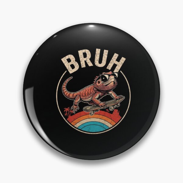 Item preview, Bruh Bearded Dragon Skateboard Retro Reptile Humor Design designed and sold by Ostericaimusa.