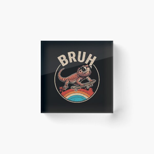 Item preview, Bruh Bearded Dragon Skateboard Retro Reptile Humor Design designed and sold by Ostericaimusa.