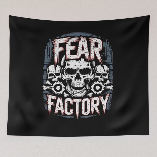 Item preview, Three skulls and text fear factory with industrial background Vintage Wash  designed and sold by sherrillmoser.