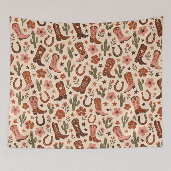 Item preview, Western Cowboy Boots Cactus and Flowers Seamless Pattern designed and sold by WangAew.