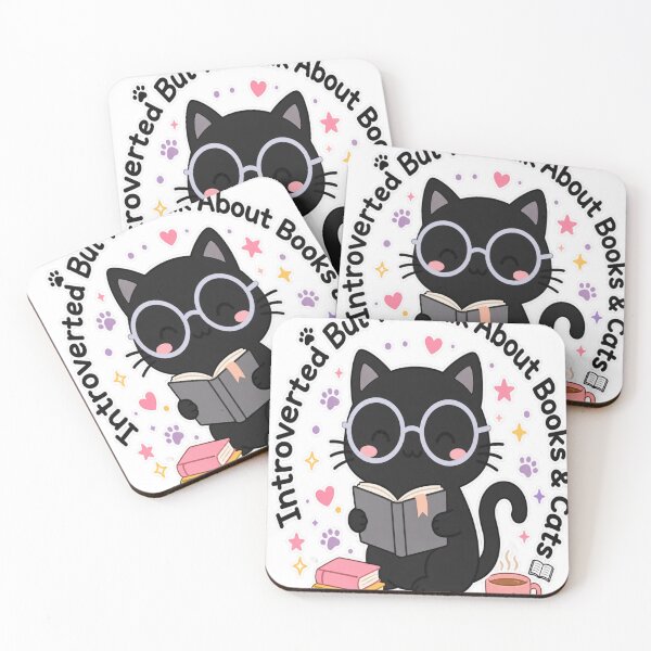 Item preview, Introverted But Will Talk About Books And Cats - Funny Bookish Black Cat Gift designed and sold by ✨ Daily Vibe Studio ✨.