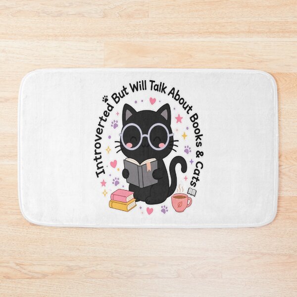 Item preview, Introverted But Will Talk About Books And Cats - Funny Bookish Black Cat Gift designed and sold by ✨ Daily Vibe Studio ✨.