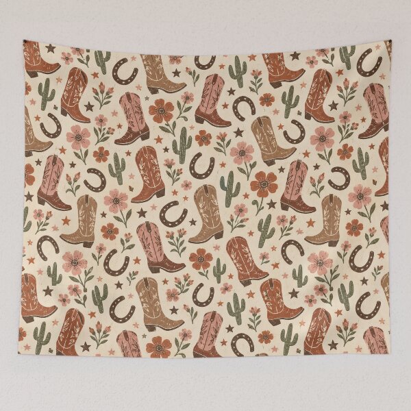 Item preview, Western Cowboy Boots Cactus and Flowers Seamless Pattern designed and sold by WangAew.