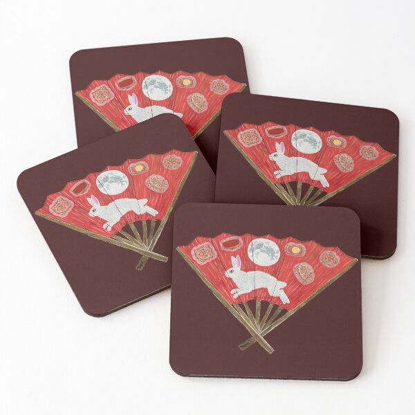 Item preview, Mooncake fan papercut painting designed and sold by WolfRaven Creations.