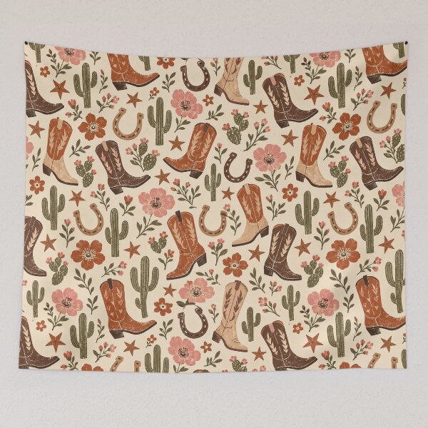 Item preview, Western Cowboy Boots Cactus and Flowers Seamless Pattern designed and sold by WangAew.