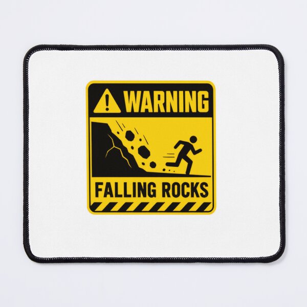 Item preview, Warning Falling Rocks Mountain Road Sign Hiker Climber Geologist Adventure Humor designed and sold by SkeletonsDanger.