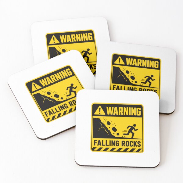 Item preview, Warning Falling Rocks Mountain Road Sign Hiker Climber Geologist Adventure Humor designed and sold by SkeletonsDanger.