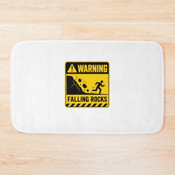 Item preview, Warning Falling Rocks Mountain Road Sign Hiker Climber Geologist Adventure Humor designed and sold by SkeletonsDanger.