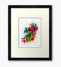 Ireland Map Paint Splashes Framed Print