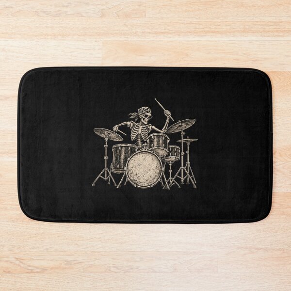 Item preview, Skeleton Drummer Wearing Sunglasses & Bandana – Vintage Rock Drum Set designed and sold by SOUFIANE1991.