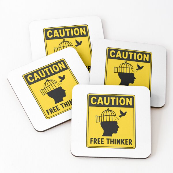 Item preview, Caution Free Thinker Independent Thinking Philosophy Mindset designed and sold by SkeletonsDanger.