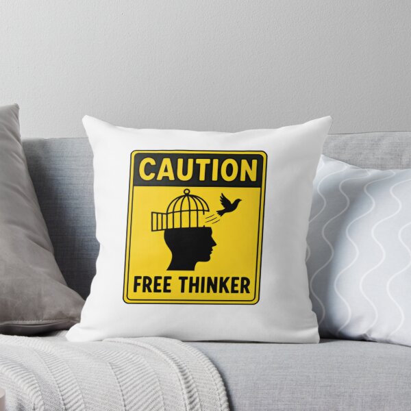 Item preview, Caution Free Thinker Independent Thinking Philosophy Mindset designed and sold by SkeletonsDanger.