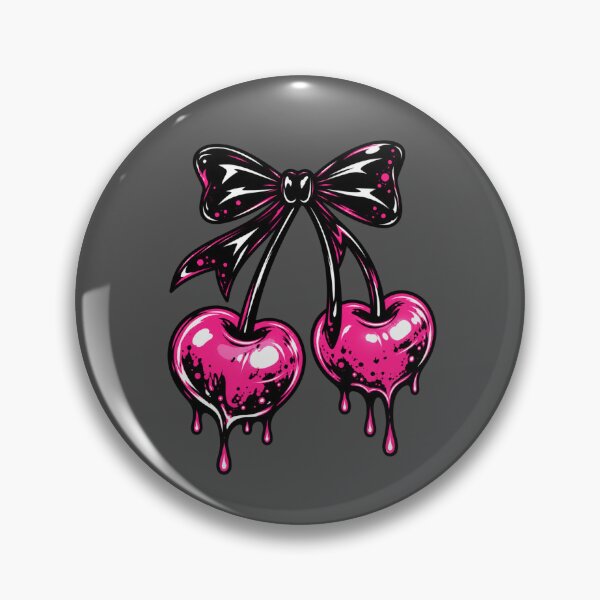 Item preview, Pink Melting Cherries with Black Bow designed and sold by stickoala.