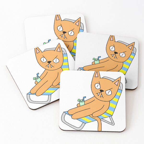 Item preview, mean cat beach chair - orange designed and sold by motherbrainart.