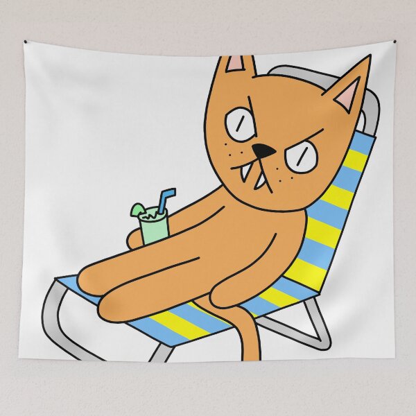 Item preview, mean cat beach chair - orange designed and sold by motherbrainart.